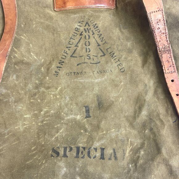 Vtg Woods Canoe Bag Canvas w Leather Straps Canada Made Backpack Sack Duluth Bag - Picture 3 of 16